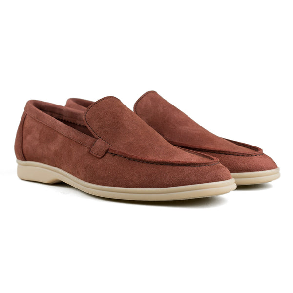 Berwick Palma Flex Loafers In Brick Red Suede