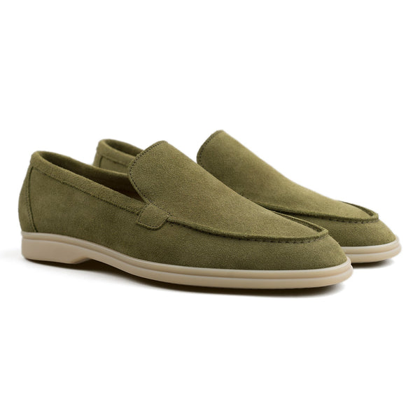 Berwick Palma Flex Loafers In Moss Green Suede