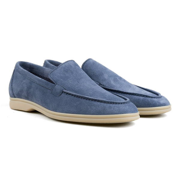 Berwick Palma Flex Loafers In Sky Blue Suede