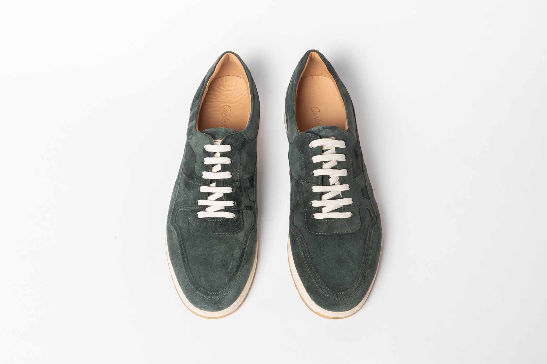 Carlos Santos Sneakers In Dark Green Suede