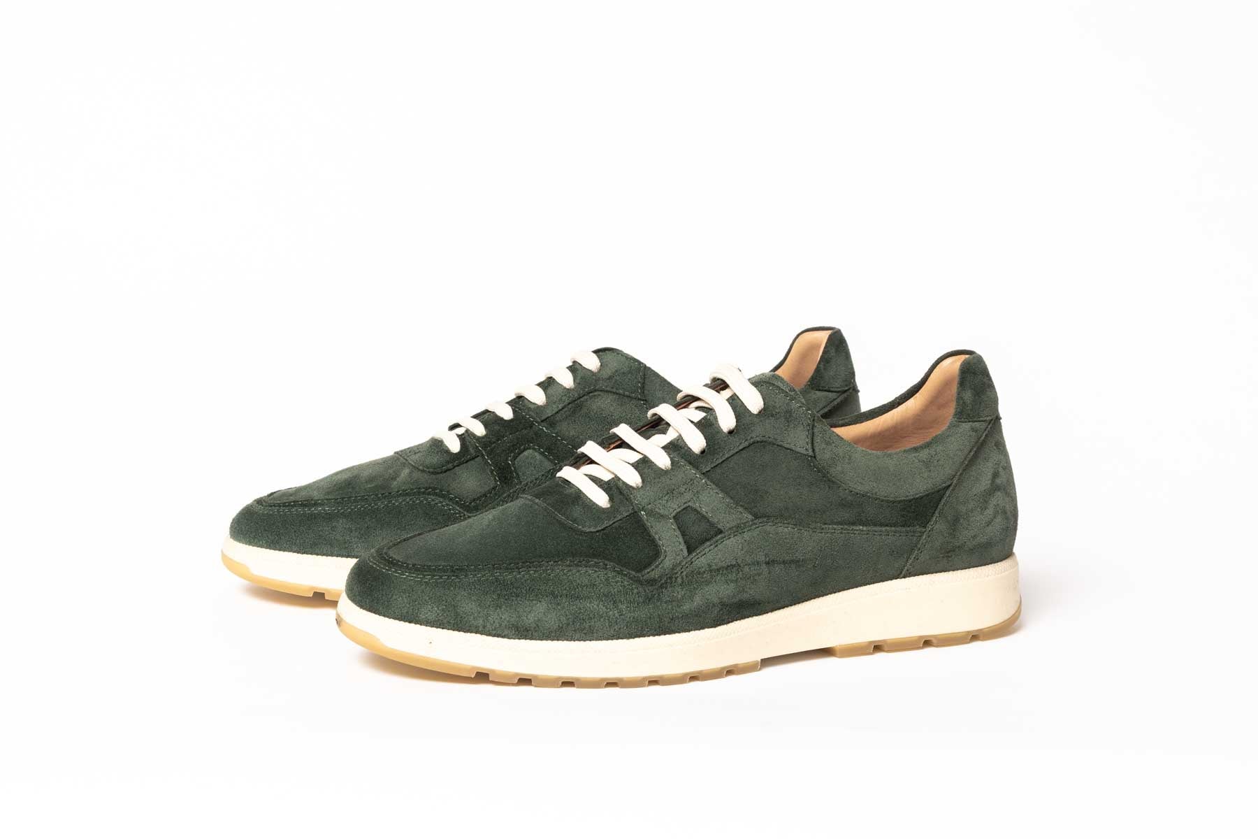 Carlos Santos Sneakers In Dark Green Suede