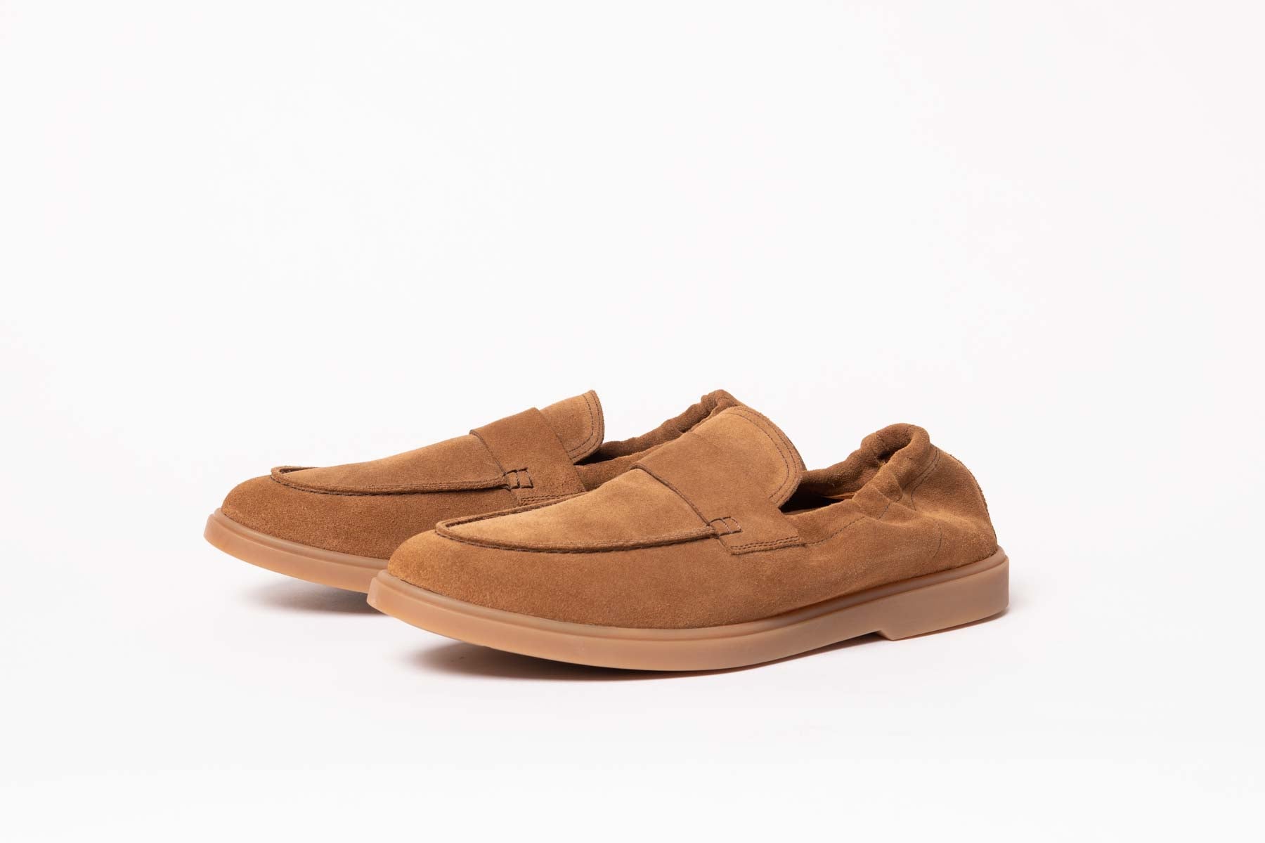 Carlos Santos 1409 Unlined Loafers In Tobacco Suede