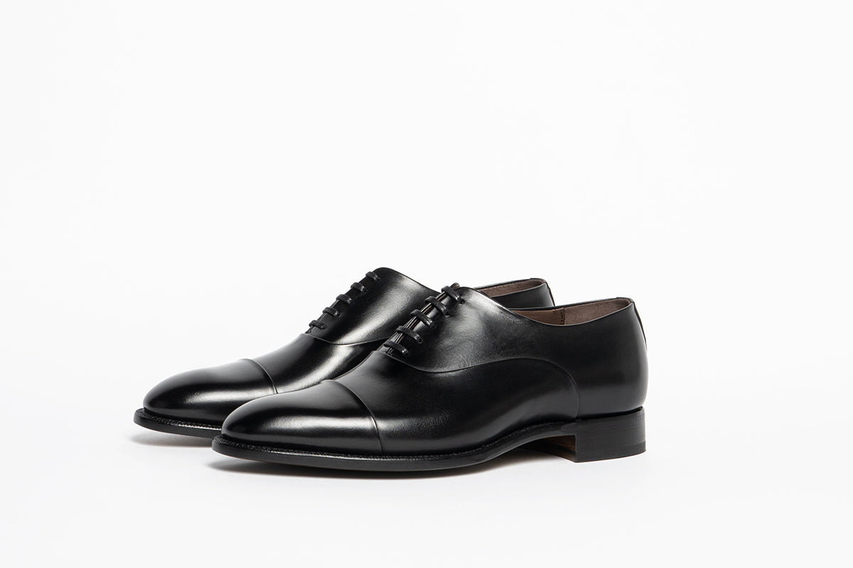 Carlos Santos 9899 Oxford Black Calf Blake Stitched Cap-Toe Leather Sole