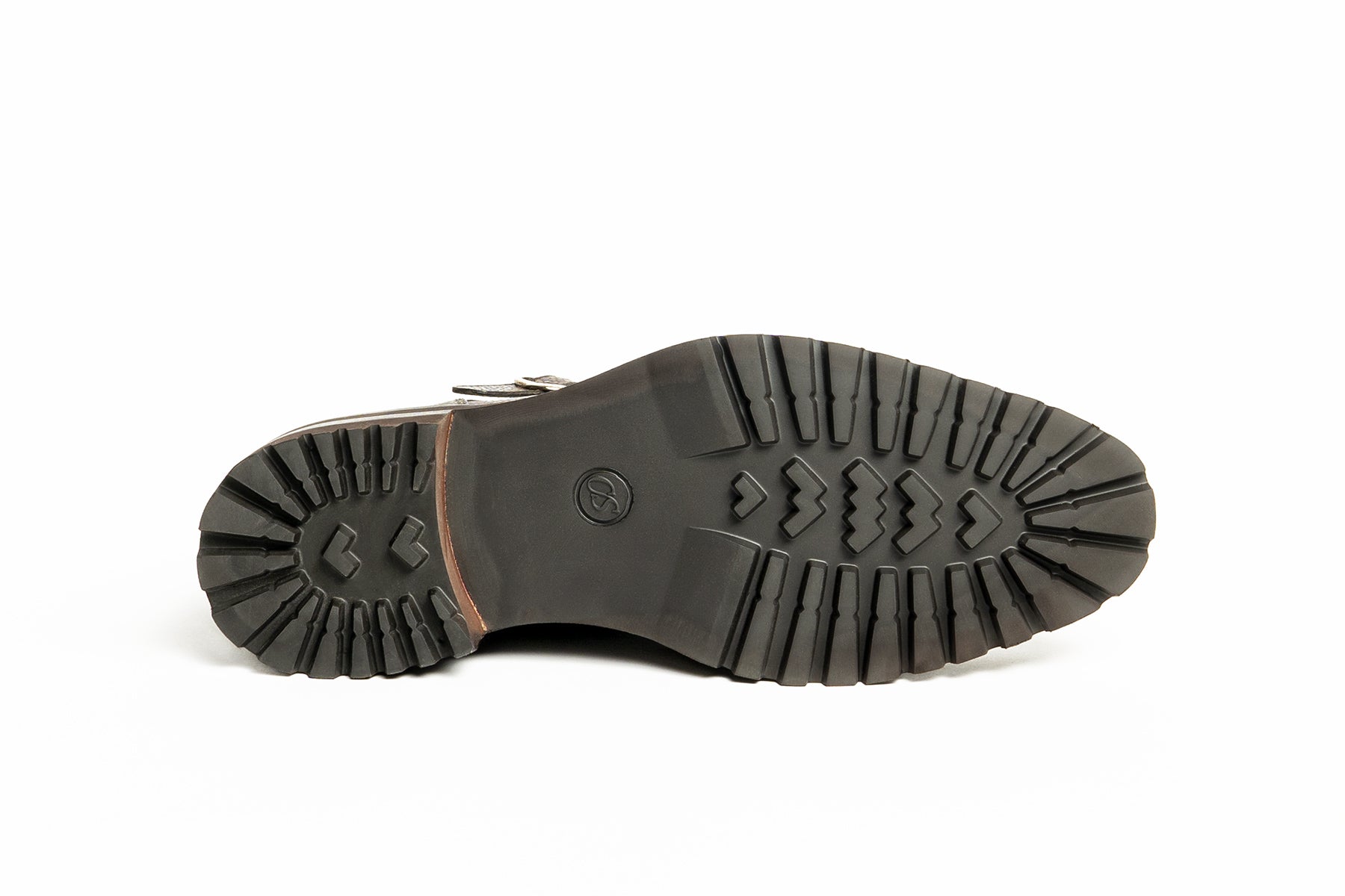 Sole of Carlos Santos 8975 Hiking Boot with Vibram Rubber in Dark Brown Scotchgrain Leather