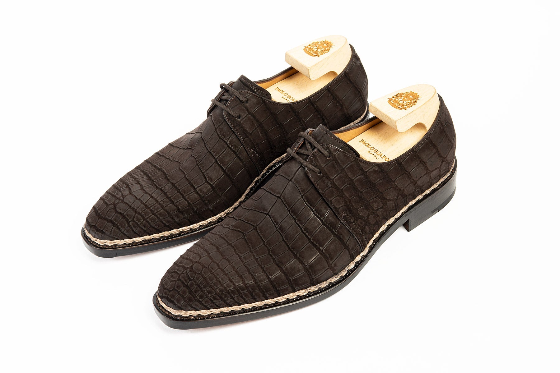 Paolo Scafora Art. 504 Derby In Nubuck Alligator (UK 7.5)