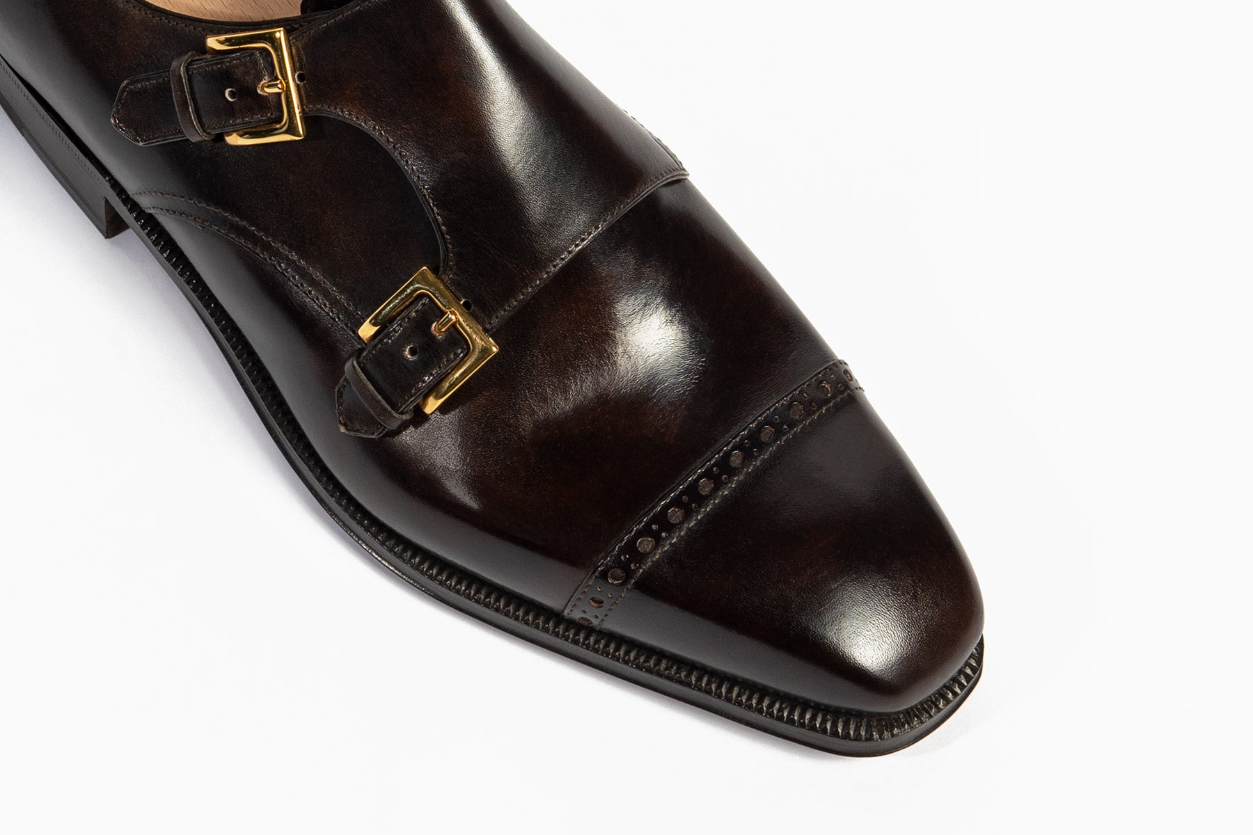 Enzo Bonafe Art. 2364MOD Double Monk Straps In Dark Brown Museum