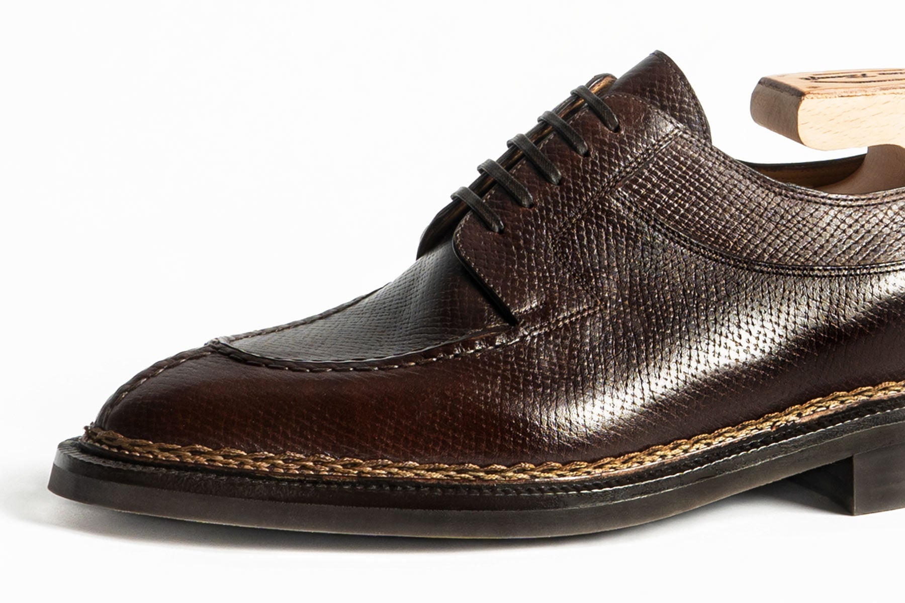 Enzo Bonafe Art. 2475MOD Norwegian Split-Toe Derby In Horween Hatchgrain