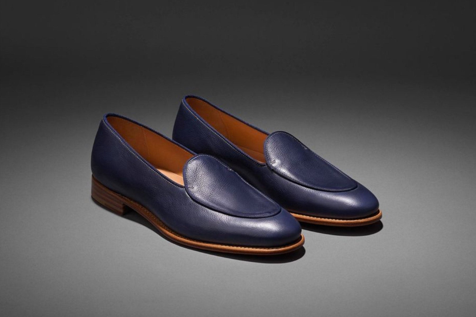 Carlos Santos 1829 Belgian Loafers in Navy Grain, Goodyear Welted, Leather Sole, Exclusive for The Noble Shoe