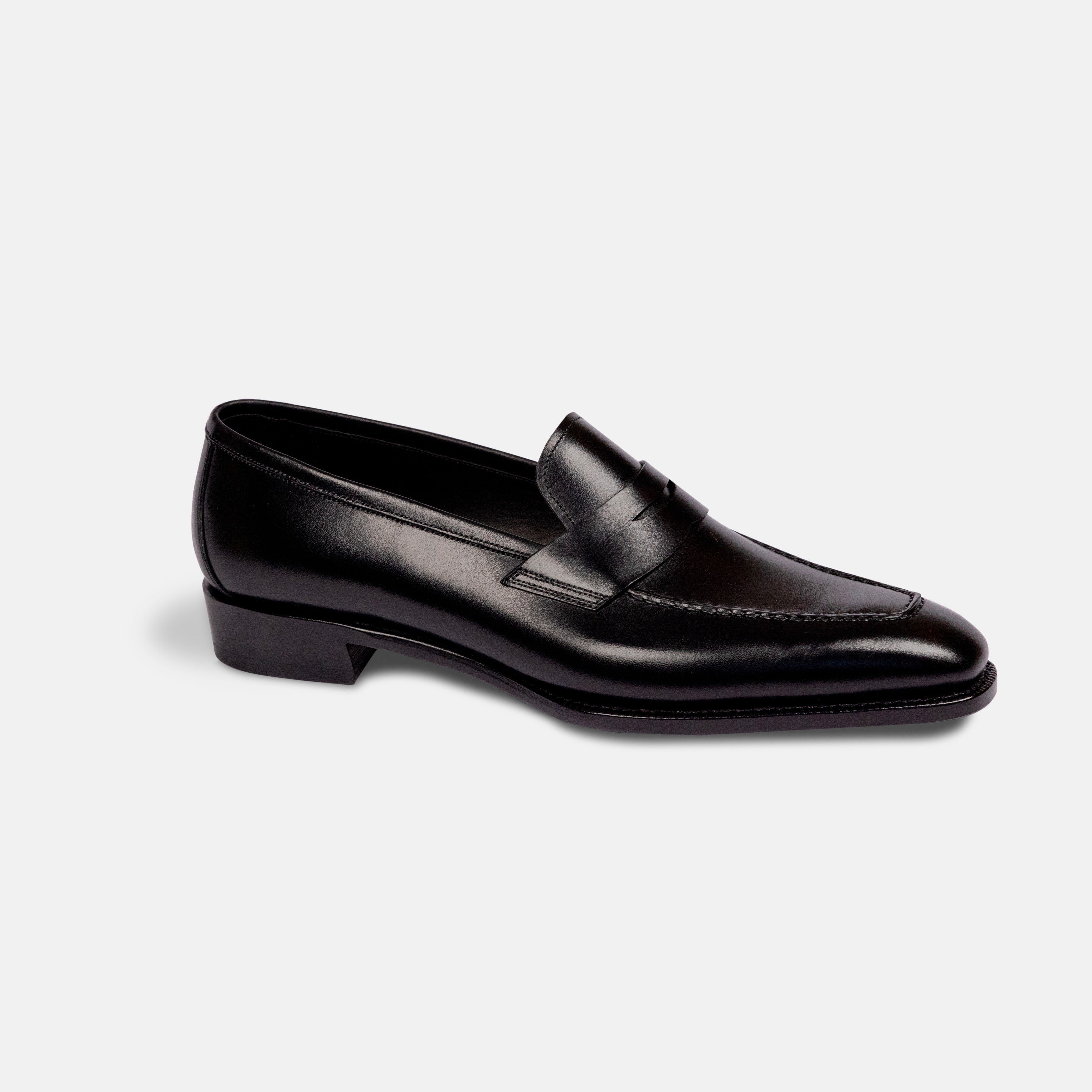 Yearn Shoemaker LOF511 Penny Loafers in Black Calf