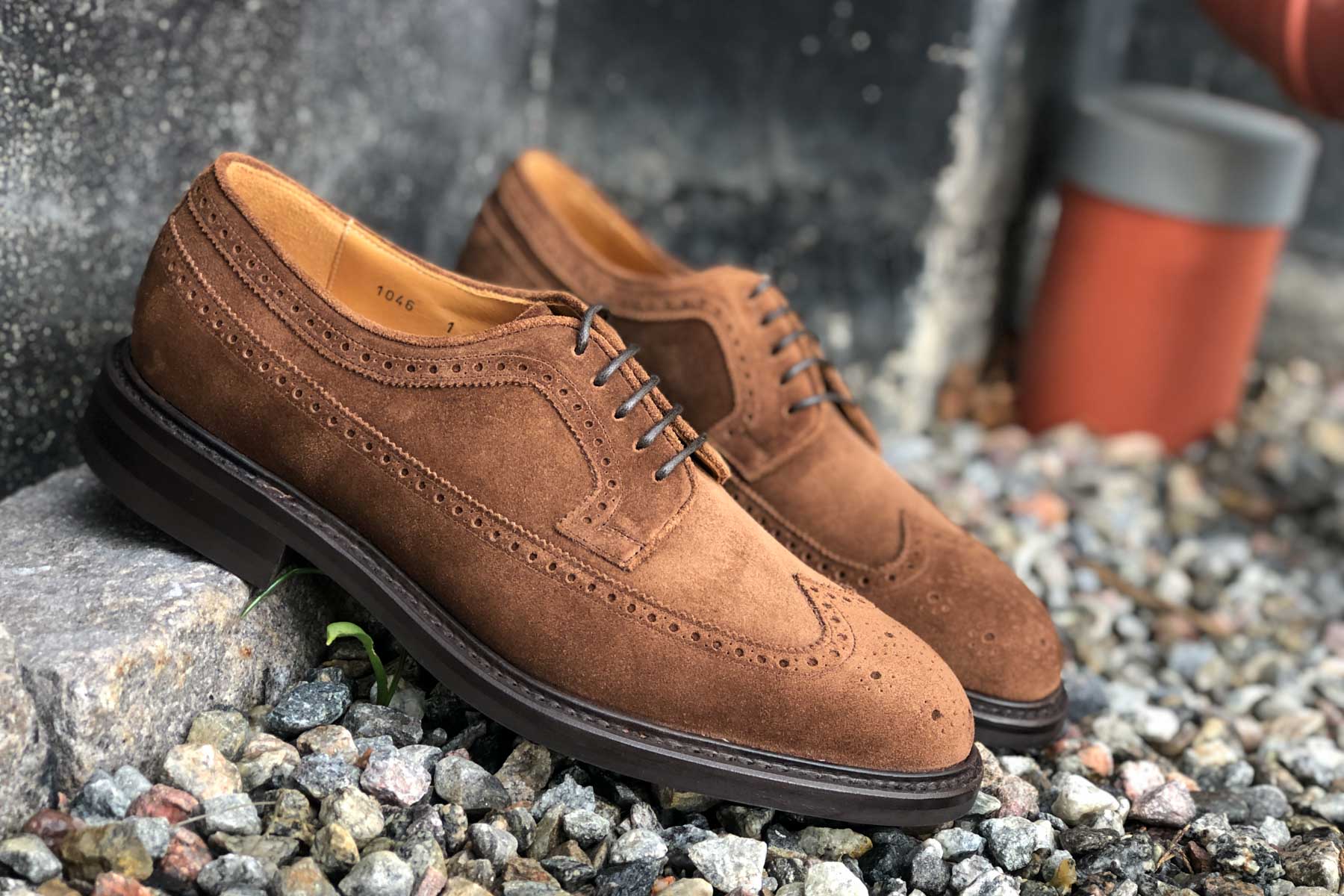 Carlos Santos 1046 Longwing Brogue In Mid Brown Suede | The Noble Shoe