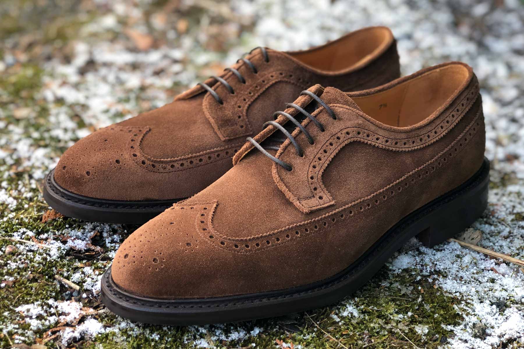 Carlos Santos 1046 Longwing Brogue In Mid Brown Suede | The Noble Shoe