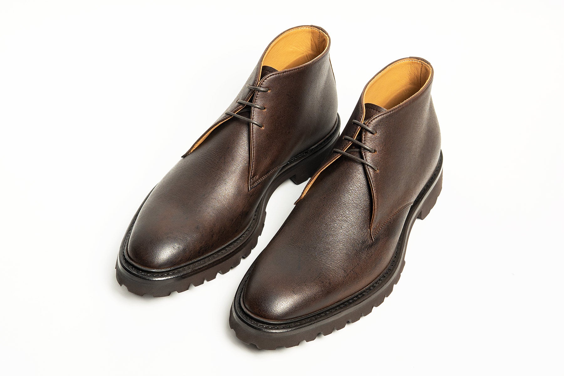 Carlos Santos 7991 Charlie Dark Brown Kudu Grain Chukka Boots with Goodyear Welt and Commando Sole.