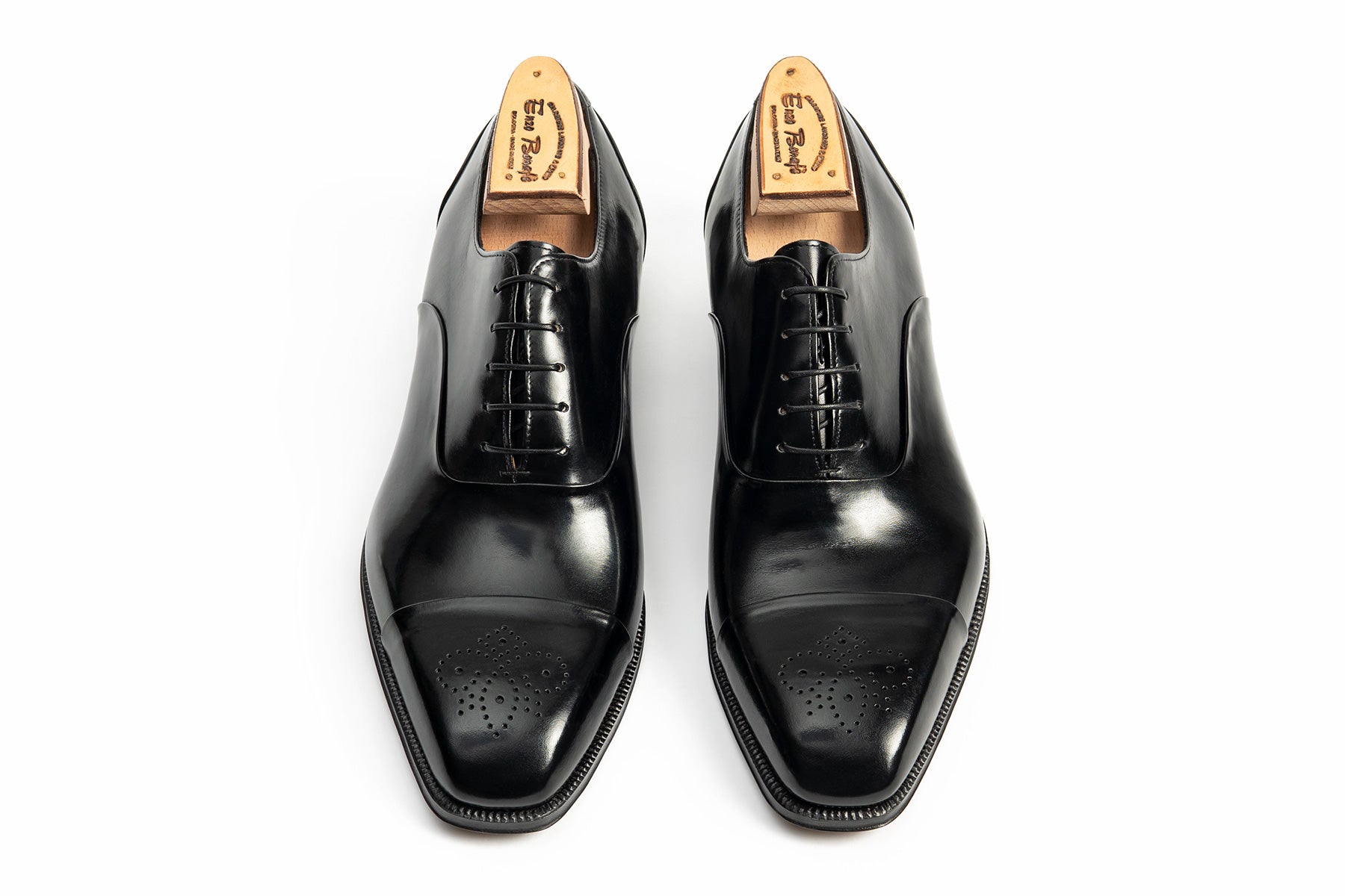 Enzo Bonafe Reverse Stitched Cap-Toe Oxford In Black Calf GMTO