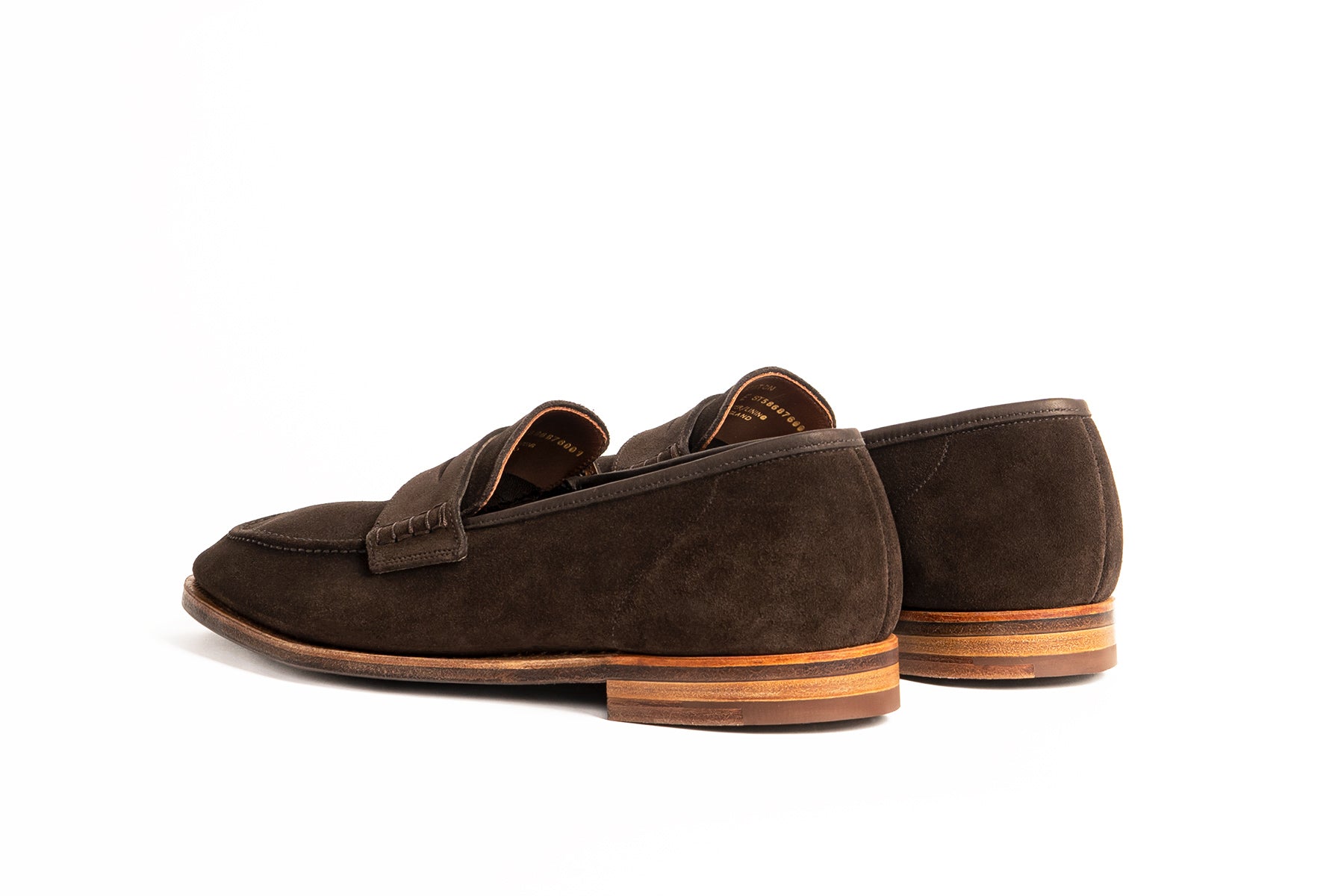 Crockett & Jones Seaton Unlined Penny Loafers In Dark Oak Suede