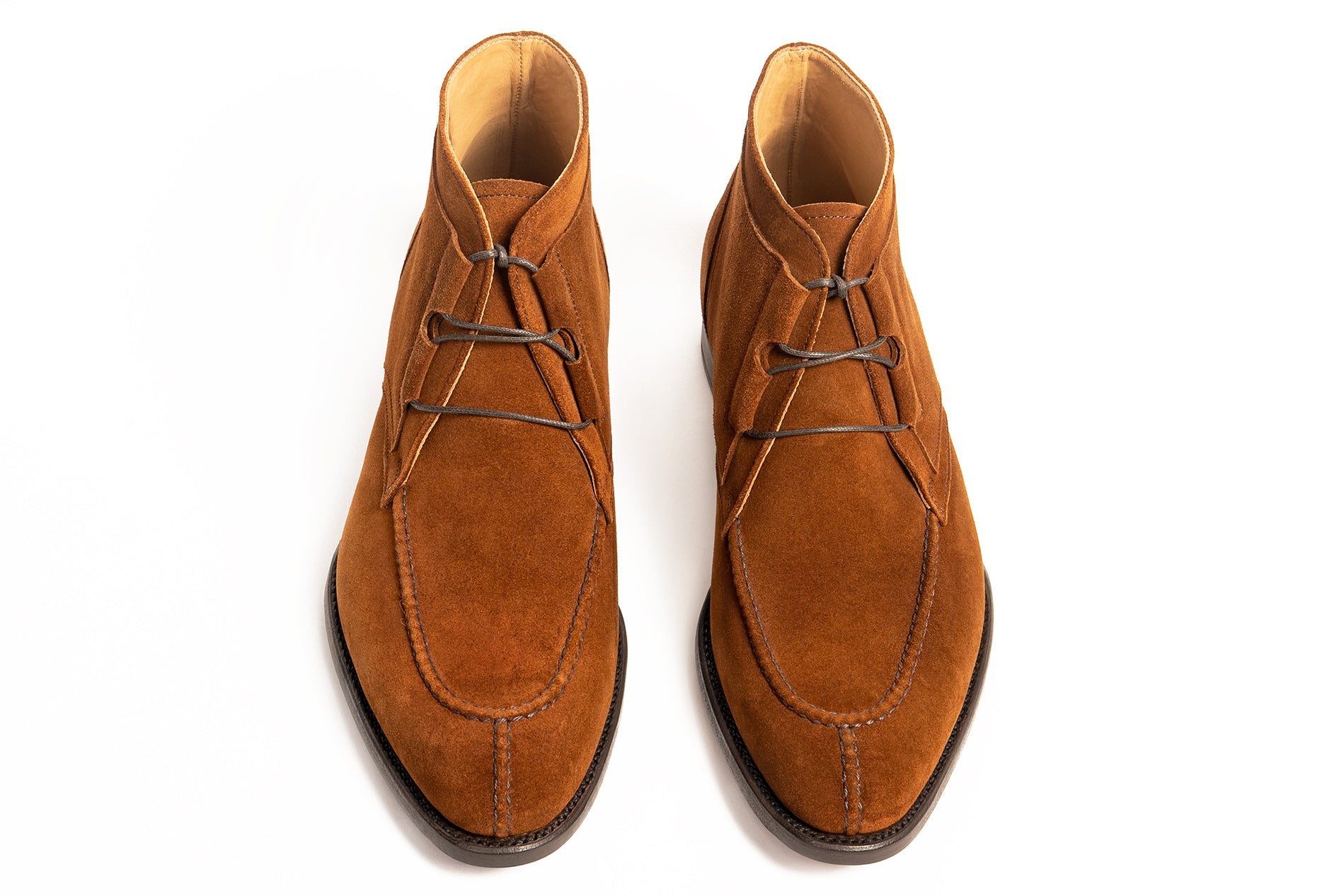 Carlos Santos 9989 Split-Toe Chukka Boots In Mid-Brown Suede