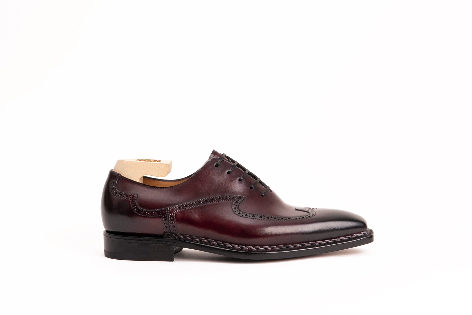 Paolo Scafora Art. 791 Norwegian Wingtip In Antiqued Bordeaux Calf