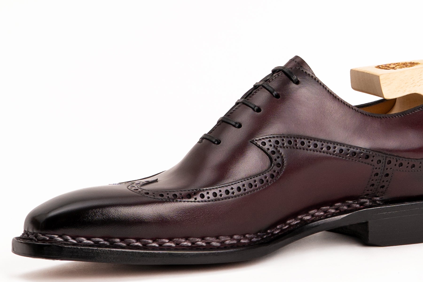 Paolo Scafora Art. 791 Norwegian Wingtip In Antiqued Bordeaux Calf